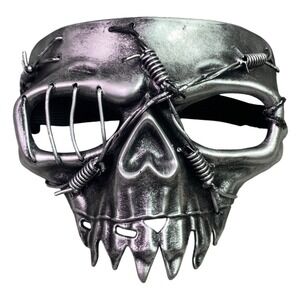 Skull Mask Barbed Wire Halloween Masquerade Costume Cosplay Prop Silver‎